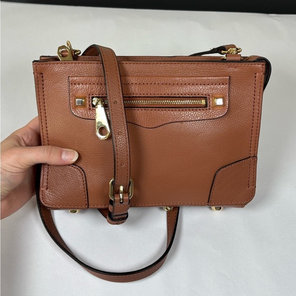 Rebecca Minkoff Regan Crossbody Purse Caramel Brown Leather Bag - Picture 2 of 9